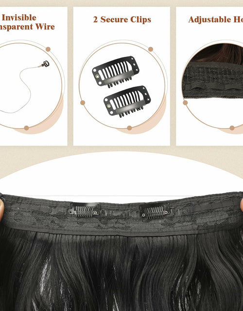 Load image into Gallery viewer, FESHFEN Invisible Wire Hair Extensions 20" Long Wavy Synthetic Black

