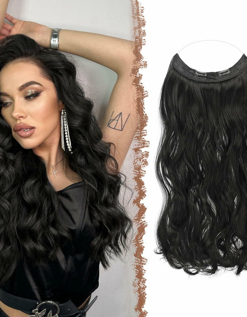 Load image into Gallery viewer, FESHFEN Invisible Wire Hair Extensions 20" Long Wavy Synthetic Black
