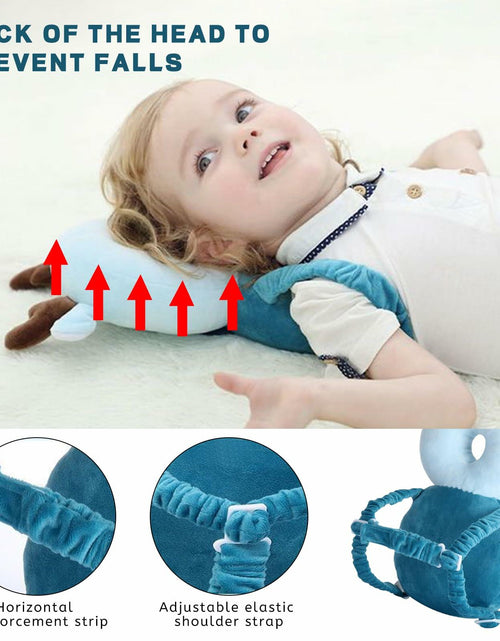 Load image into Gallery viewer, Loisdaro Baby Head Protector Adjustable Backpack Safety Mat Blue Deer
