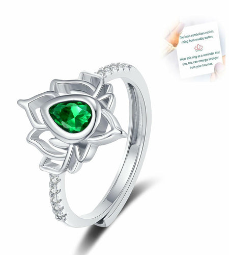 XMTYQ S925 Silver Lotus Flower Zircon Inspirational Ring Silver