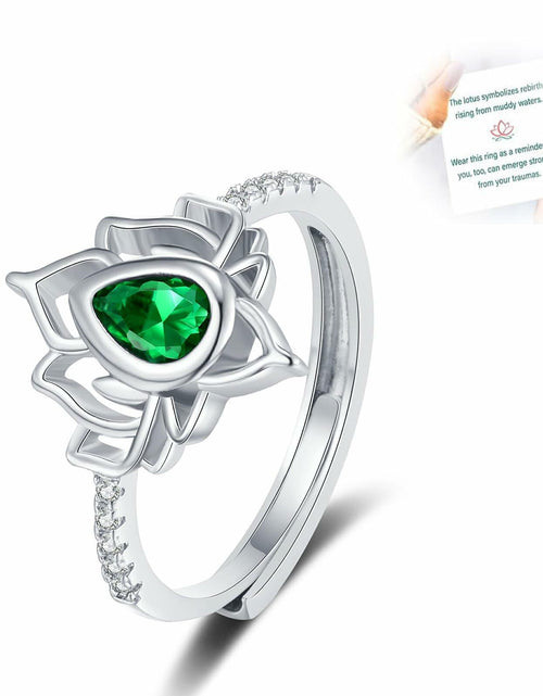 Load image into Gallery viewer, XMTYQ S925 Silver Lotus Flower Zircon Inspirational Ring Silver
