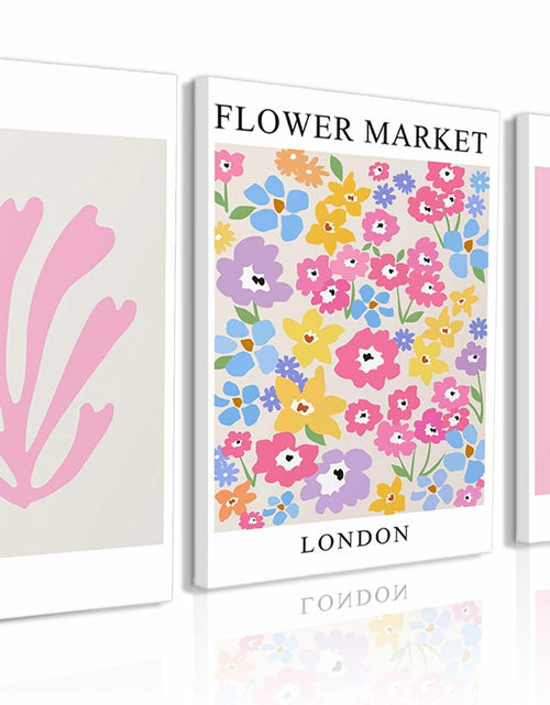 Load image into Gallery viewer, NOSUO Pink Wall Art Set of 3 Matisse Flowers Vintage Canvas 12x16 Inch Framed
