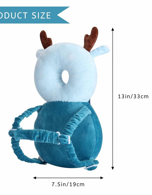 Load image into Gallery viewer, Loisdaro Baby Head Protector Adjustable Backpack Safety Mat Blue Deer
