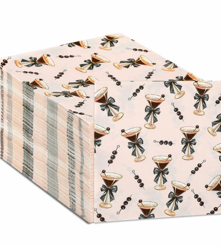 CHUNNIN Espresso Martini Napkins 50 PCS Brown Pink Disposable Paper Party