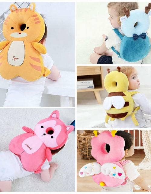 Load image into Gallery viewer, Loisdaro Baby Head Protector Adjustable Backpack Safety Mat Blue Deer
