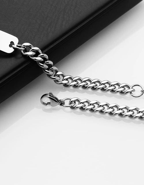Load image into Gallery viewer, Huiuy Engraved DAD Stainless Steel Link Bracelet Silver 9 Inch

