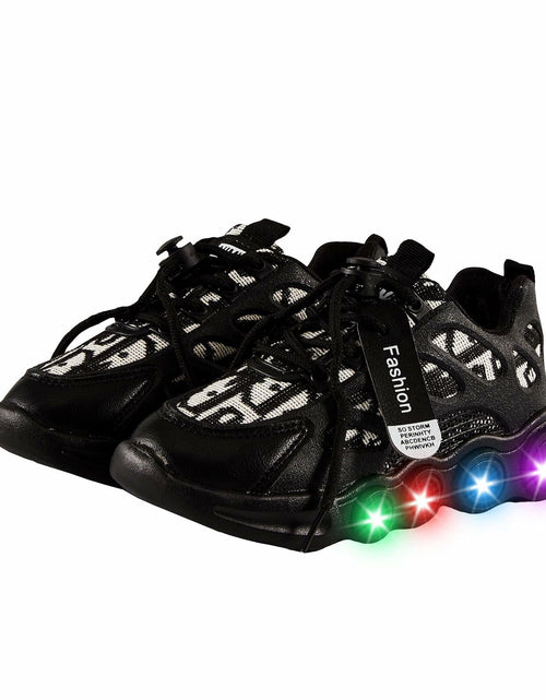 Load image into Gallery viewer, VRYUZHOU Children's Shining Party Sneakers Christmas Cartoon Black Size 7
