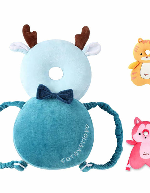 Load image into Gallery viewer, Loisdaro Baby Head Protector Adjustable Backpack Safety Mat Blue Deer
