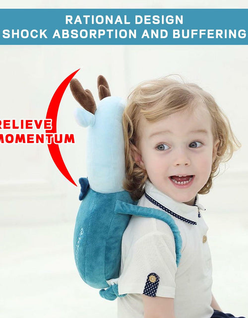 Load image into Gallery viewer, Loisdaro Baby Head Protector Adjustable Backpack Safety Mat Blue Deer
