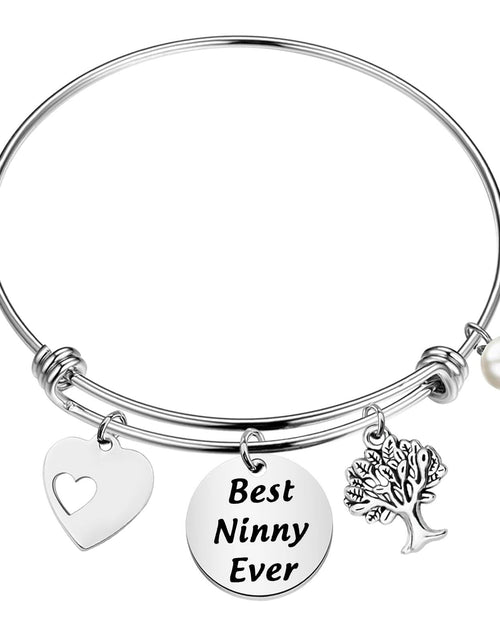 Load image into Gallery viewer, FEELMEM Best Ninny Ever Family Tree Bracelet Stainless Steel Box Chain
