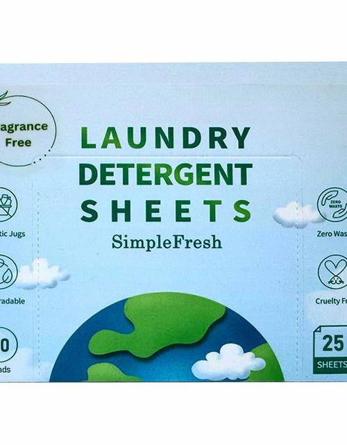 Load image into Gallery viewer, Simple Fresh Laundry Detergent Sheets Fragrance Free 50 Loads Pack of 25
