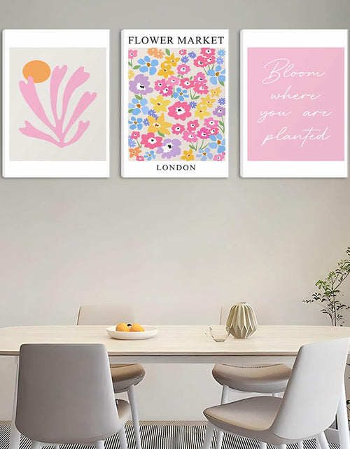 Load image into Gallery viewer, NOSUO Pink Wall Art Set of 3 Matisse Flowers Vintage Canvas 12x16 Inch Framed
