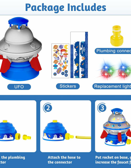 Load image into Gallery viewer, COCASES UFO Water Sprinkler Toy w/ Light Outdoor Summer Fun for Kids
