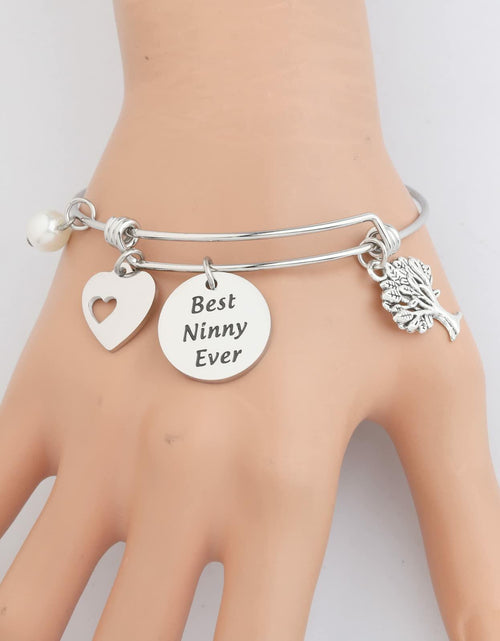 Load image into Gallery viewer, FEELMEM Best Ninny Ever Family Tree Bracelet Stainless Steel Box Chain
