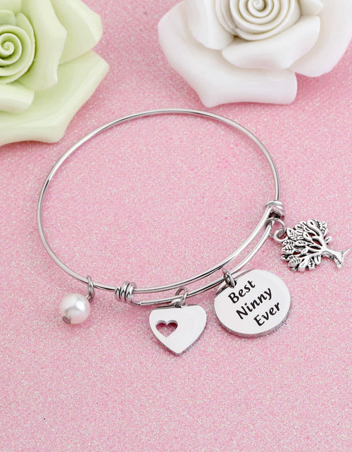 Load image into Gallery viewer, FEELMEM Best Ninny Ever Family Tree Bracelet Stainless Steel Box Chain
