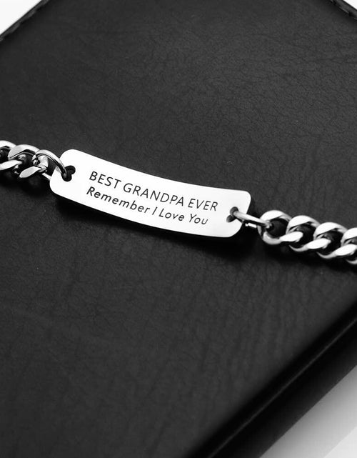 Load image into Gallery viewer, Huiuy Engraved DAD Stainless Steel Link Bracelet Silver 9 Inch
