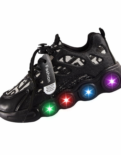 Load image into Gallery viewer, VRYUZHOU Children's Shining Party Sneakers Christmas Cartoon Black Size 7
