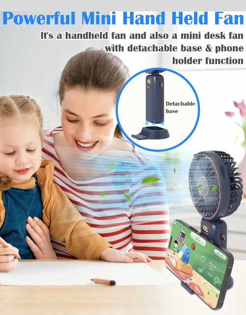 Load image into Gallery viewer, Akejrym Portable Handheld Fan 4000mAh LED Display 5 Speeds 90° Adjustable Blue
