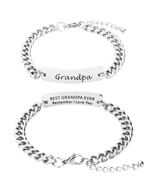 Load image into Gallery viewer, Huiuy Engraved DAD Stainless Steel Link Bracelet Silver 9 Inch
