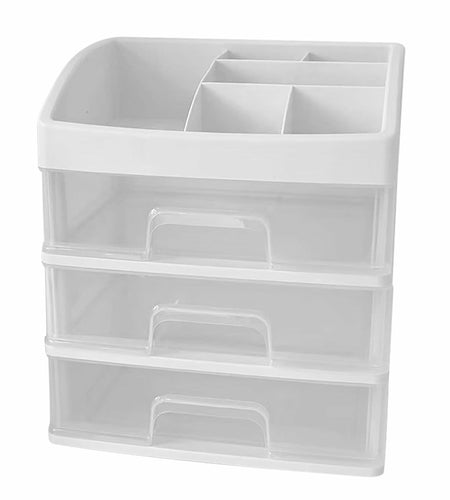 [Like New] JDEFARF Clear Desktop Storage Organizer 3 Drawers Transparent Makeup Box