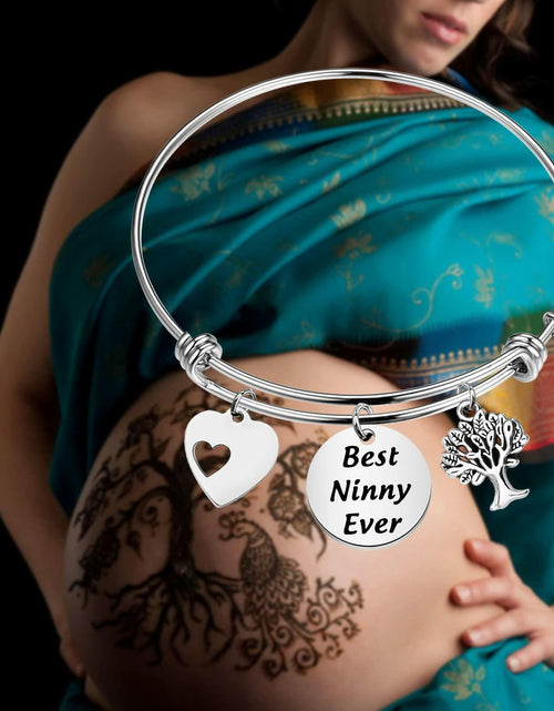 Load image into Gallery viewer, FEELMEM Best Ninny Ever Family Tree Bracelet Stainless Steel Box Chain
