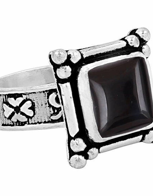 Load image into Gallery viewer, Natural Black Onyx 925 Silver Plated Ring Black Stone Size 5
