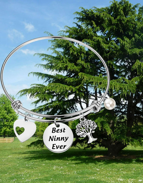 Load image into Gallery viewer, FEELMEM Best Ninny Ever Family Tree Bracelet Stainless Steel Box Chain
