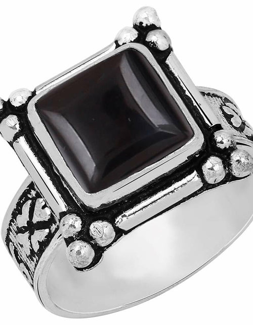 Load image into Gallery viewer, Natural Black Onyx 925 Silver Plated Ring Black Stone Size 5
