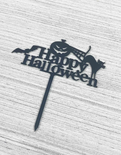 Load image into Gallery viewer, JIEEIN Happy Halloween Cake Topper Black Acrylic 1 Piece Party Décor

