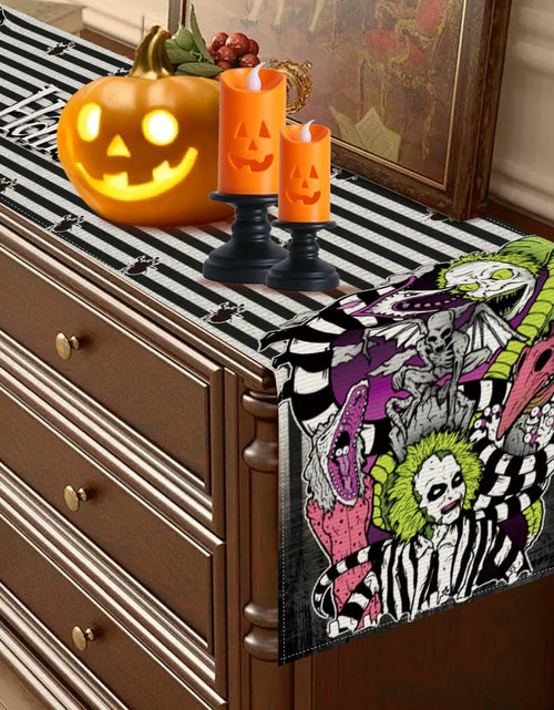 Load image into Gallery viewer, Halloween Table Runner Black Seasonal Party Decor 13x72 Inch
