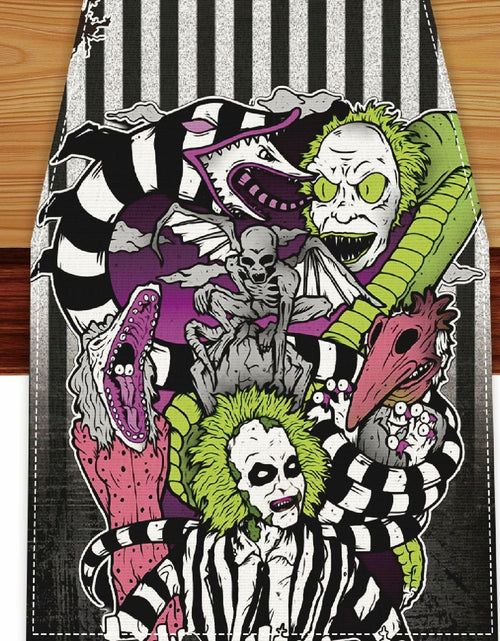Load image into Gallery viewer, Halloween Table Runner Black Seasonal Party Decor 13x72 Inch
