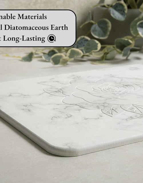 Load image into Gallery viewer, Stranor Engraved Rose Stone Drying Mat Floral 15.7x11.8 Ivory
