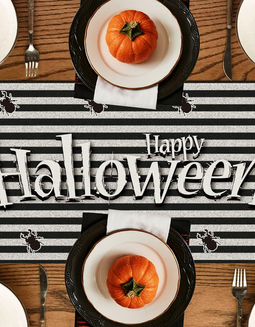 Load image into Gallery viewer, Halloween Table Runner Black Seasonal Party Decor 13x72 Inch
