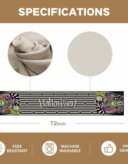Load image into Gallery viewer, Halloween Table Runner Black Seasonal Party Decor 13x72 Inch
