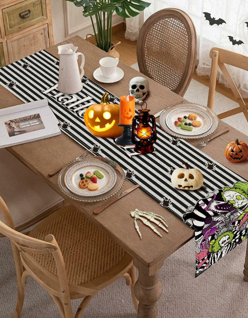 Load image into Gallery viewer, Halloween Table Runner Black Seasonal Party Decor 13x72 Inch
