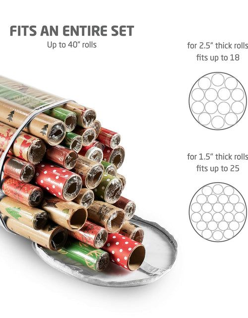 Load image into Gallery viewer, ZOBER Wrapping Paper Organizer 40in Waterproof Storage Holds 25 Rolls White
