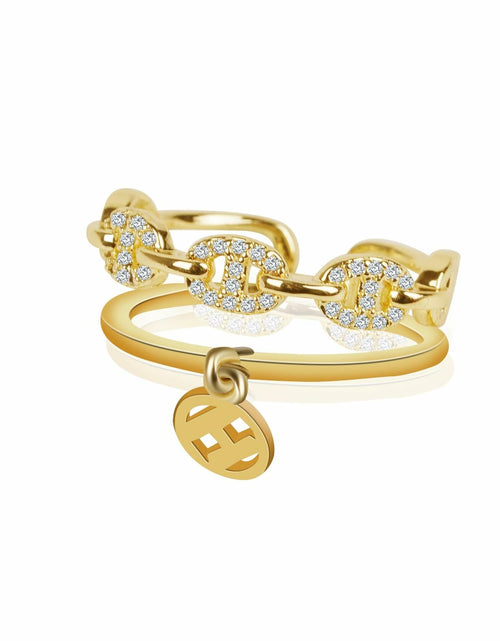 Load image into Gallery viewer, JONAYUOV 18k Gold Plated Cubic Zirconia Adjustable Open Ring Women Gold C
