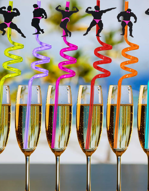 Load image into Gallery viewer, AYINOBY 24 Reusable Bachelorette Party Straws with 2 Cleaning Brushes Plastic
