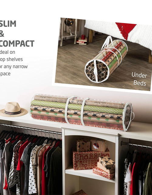 Load image into Gallery viewer, ZOBER Wrapping Paper Organizer 40in Waterproof Storage Holds 25 Rolls White
