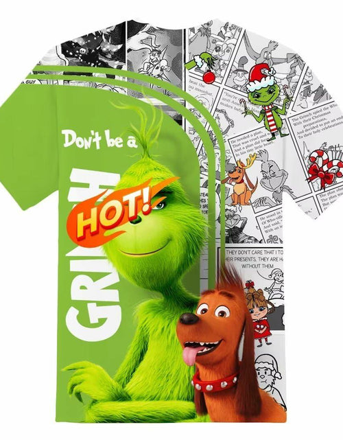 Load image into Gallery viewer, ZYQQT Christmas Cartoon Green T-Shirt Crew Neck Boys Girls Size XL
