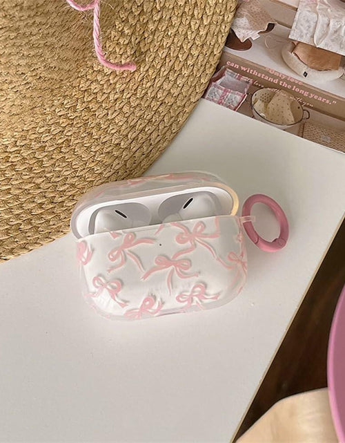 Load image into Gallery viewer, Reownest AirPods Pro 2 Case Soft Clear Bow Pattern Shockproof Keychain Cover
