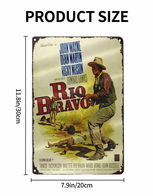 Load image into Gallery viewer, GCOCL Western Cowboy Vintage Movie Poster Metal Tin Sign Red 8x12 Inches
