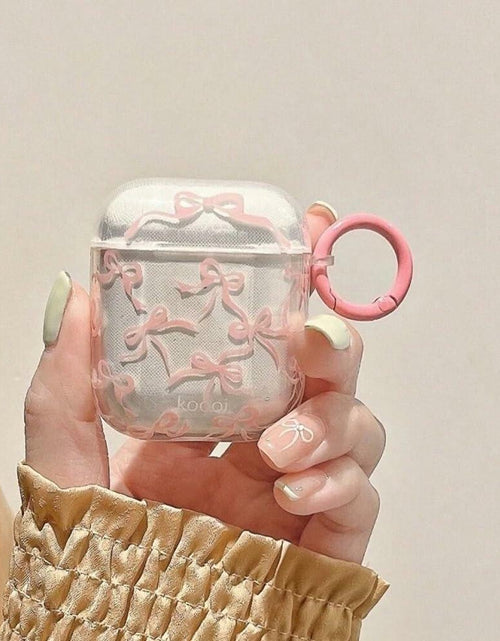 Load image into Gallery viewer, Reownest AirPods Pro 2 Case Soft Clear Bow Pattern Shockproof Keychain Cover
