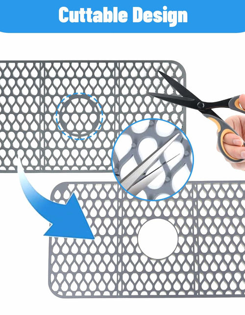 Load image into Gallery viewer, YIRAYUETT Silicone Non-Slip Kitchen Sink Grid Mat 25.9x13.7 Gray
