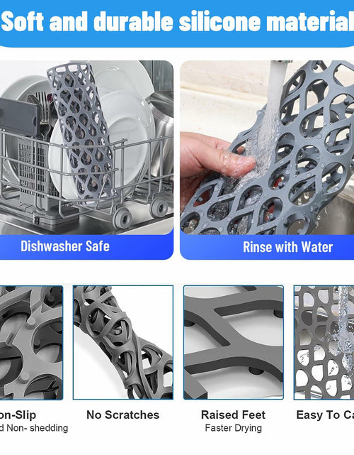 Load image into Gallery viewer, YIRAYUETT Silicone Non-Slip Kitchen Sink Grid Mat 25.9x13.7 Gray

