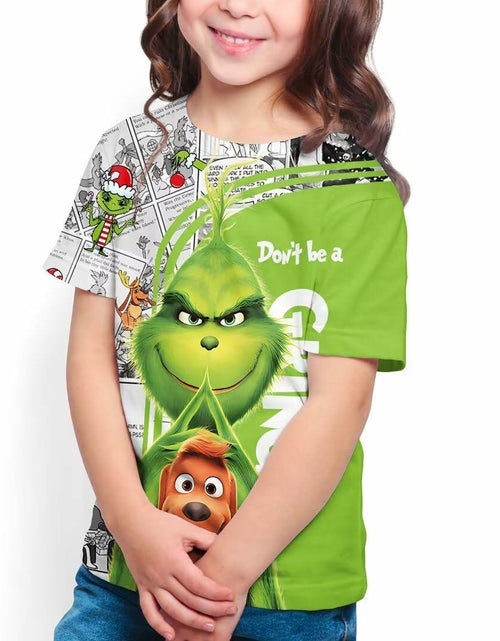 Load image into Gallery viewer, ZYQQT Christmas Cartoon Green T-Shirt Crew Neck Boys Girls Size XL
