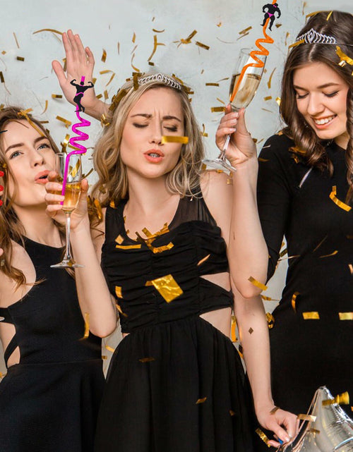 Load image into Gallery viewer, AYINOBY 24 Reusable Bachelorette Party Straws with 2 Cleaning Brushes Plastic
