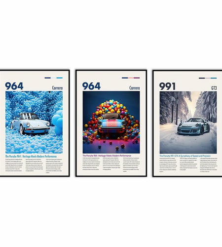 YofAb 911 GT Turbo Car Poster Canvas Wall Art Unframed 12x18 Black