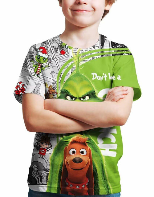 Load image into Gallery viewer, ZYQQT Christmas Cartoon Green T-Shirt Crew Neck Boys Girls Size XL
