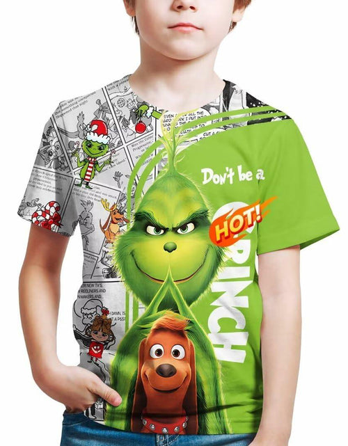 Load image into Gallery viewer, ZYQQT Christmas Cartoon Green T-Shirt Crew Neck Boys Girls Size XL

